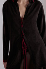 Knitted Cashmere Shirt with Ruffles