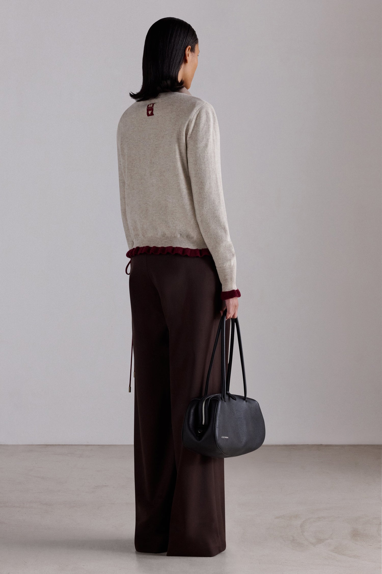 V-neck Cashmere Sweater with Ruffles