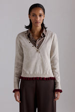 V-neck Cashmere Sweater with Ruffles