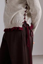 V-neck Cashmere Sweater with Ruffles