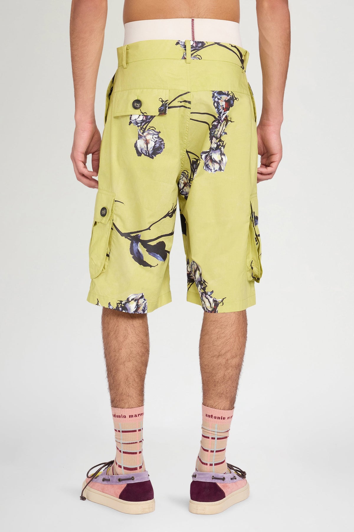 Lime Floral Cargo Shorts