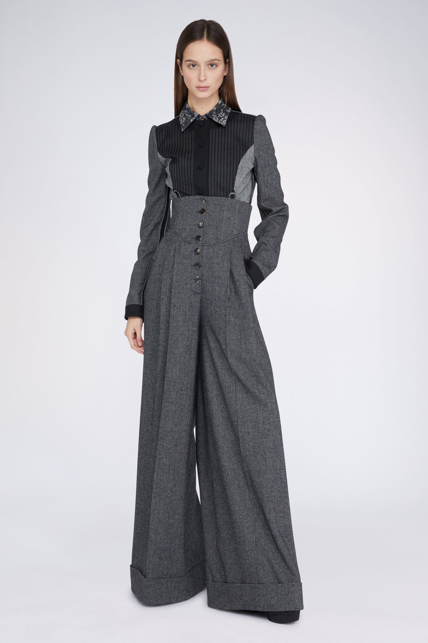 Grey Palazzo Pants with High waist