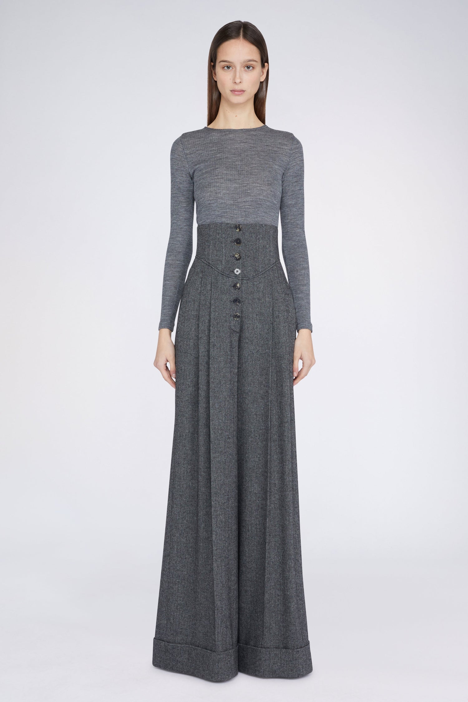 Grey Palazzo Pants with High waist