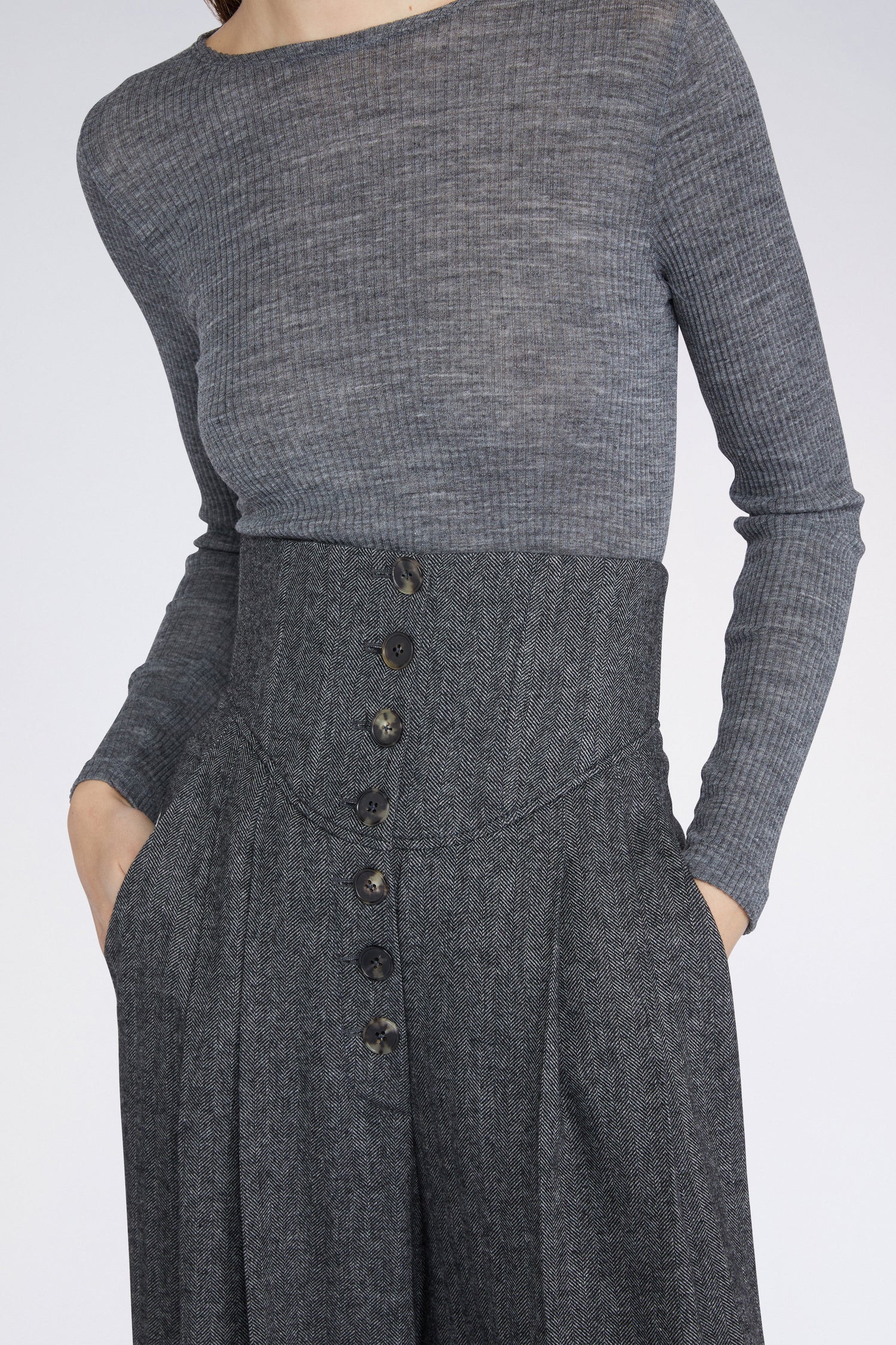Grey Palazzo Pants with High waist