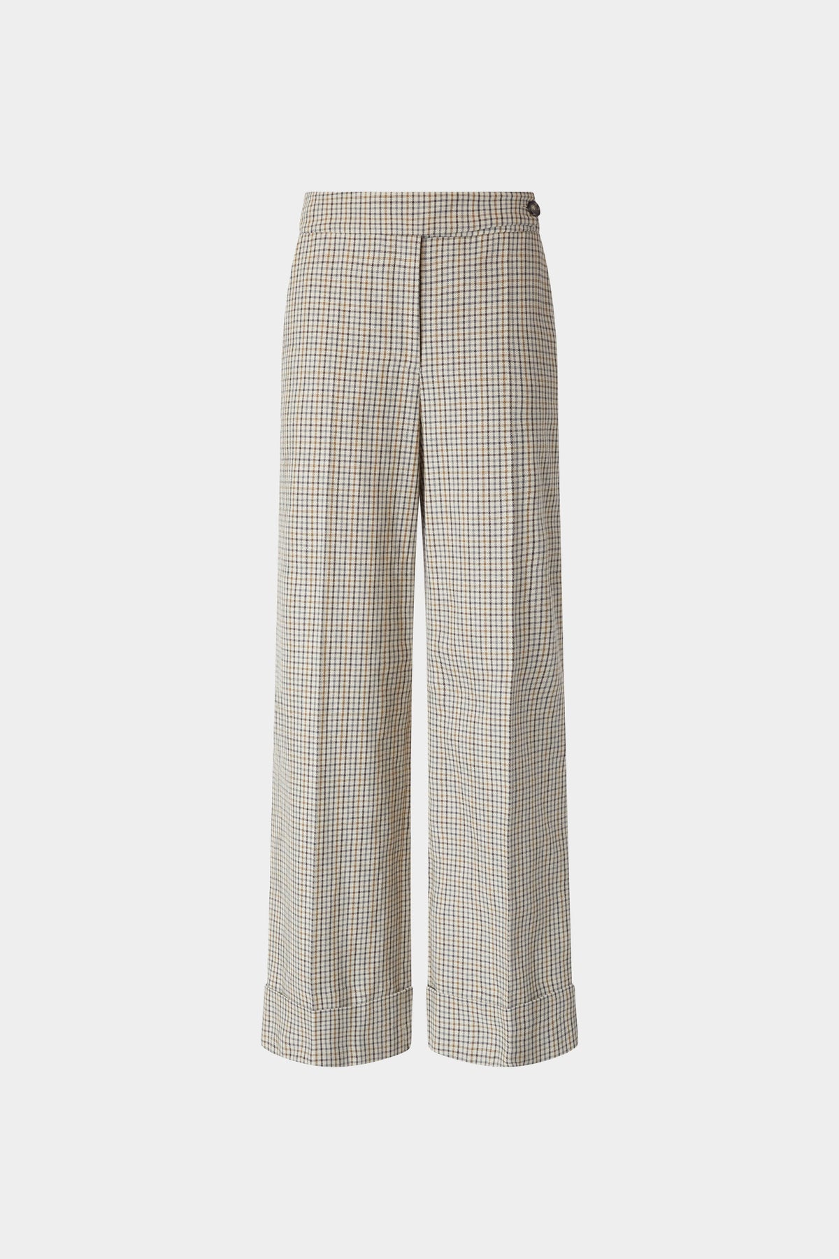 Micro Check Trousers with Turned-up Hem