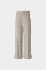 Micro Check Trousers with Turned-up Hem