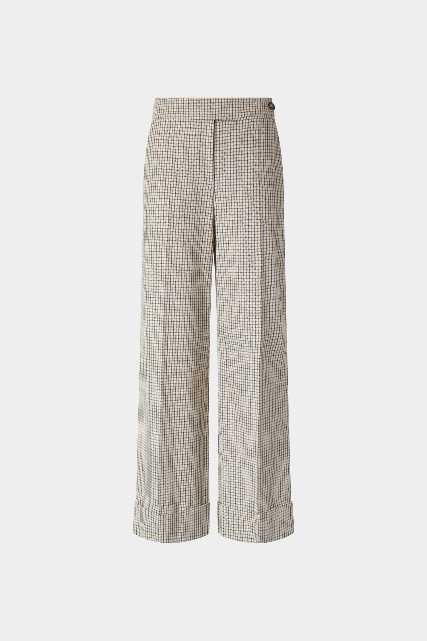 Micro Check Trousers with Turned-up Hem