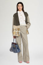 Micro Check Trousers with Turned-up Hem