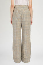 Micro Check Trousers with Turned-up Hem