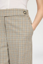 Micro Check Trousers with Turned-up Hem