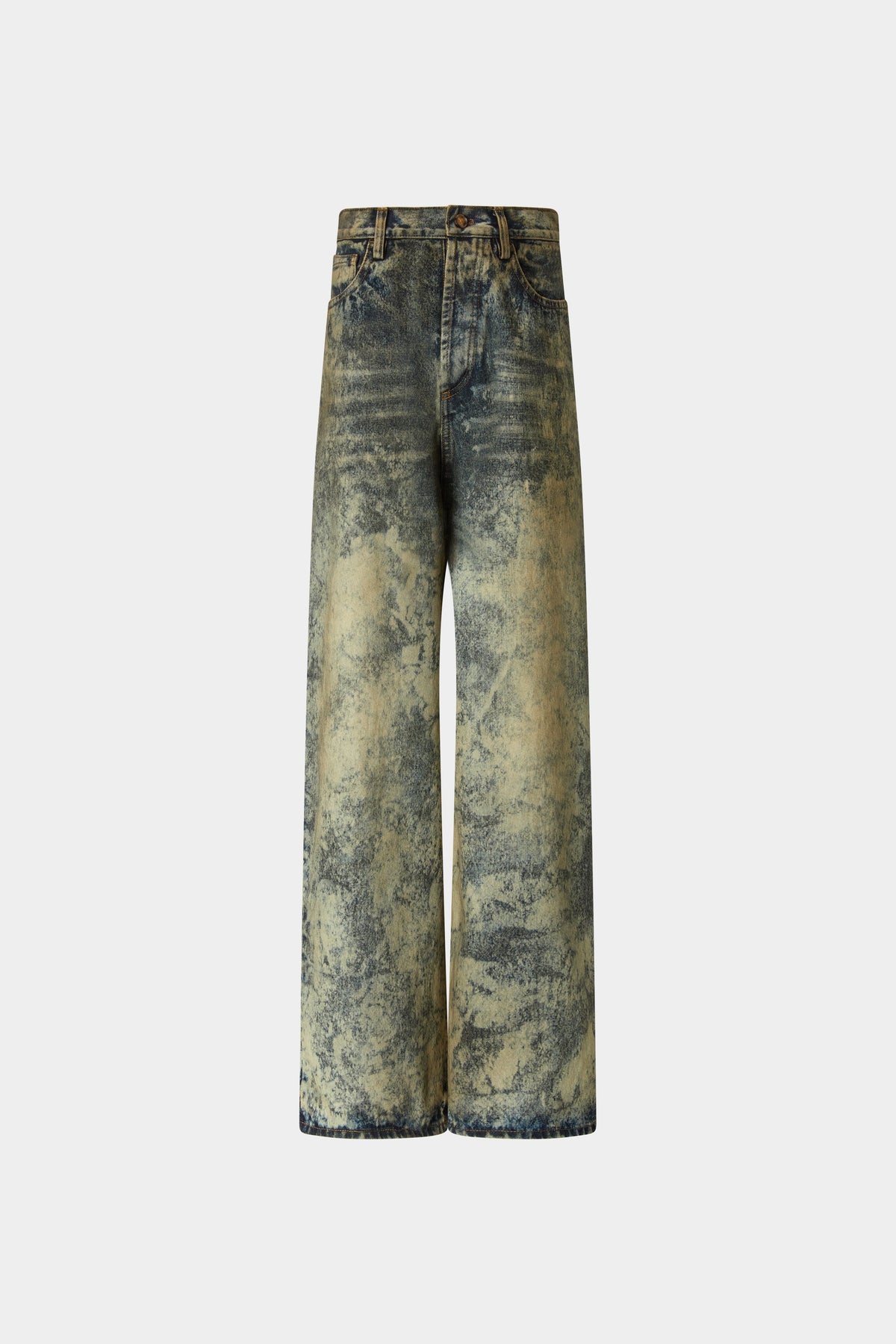 Mid-Rise Straight-Leg Denim Pants