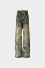 Mid-Rise Straight-Leg Denim Pants