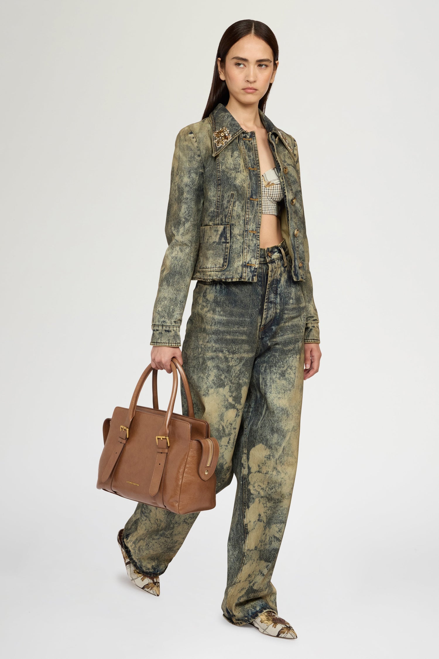 Mid-Rise Straight-Leg Denim Pants