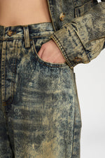 Mid-Rise Straight-Leg Denim Pants
