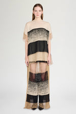 Knit Pants with Beige and Black Patchwork
