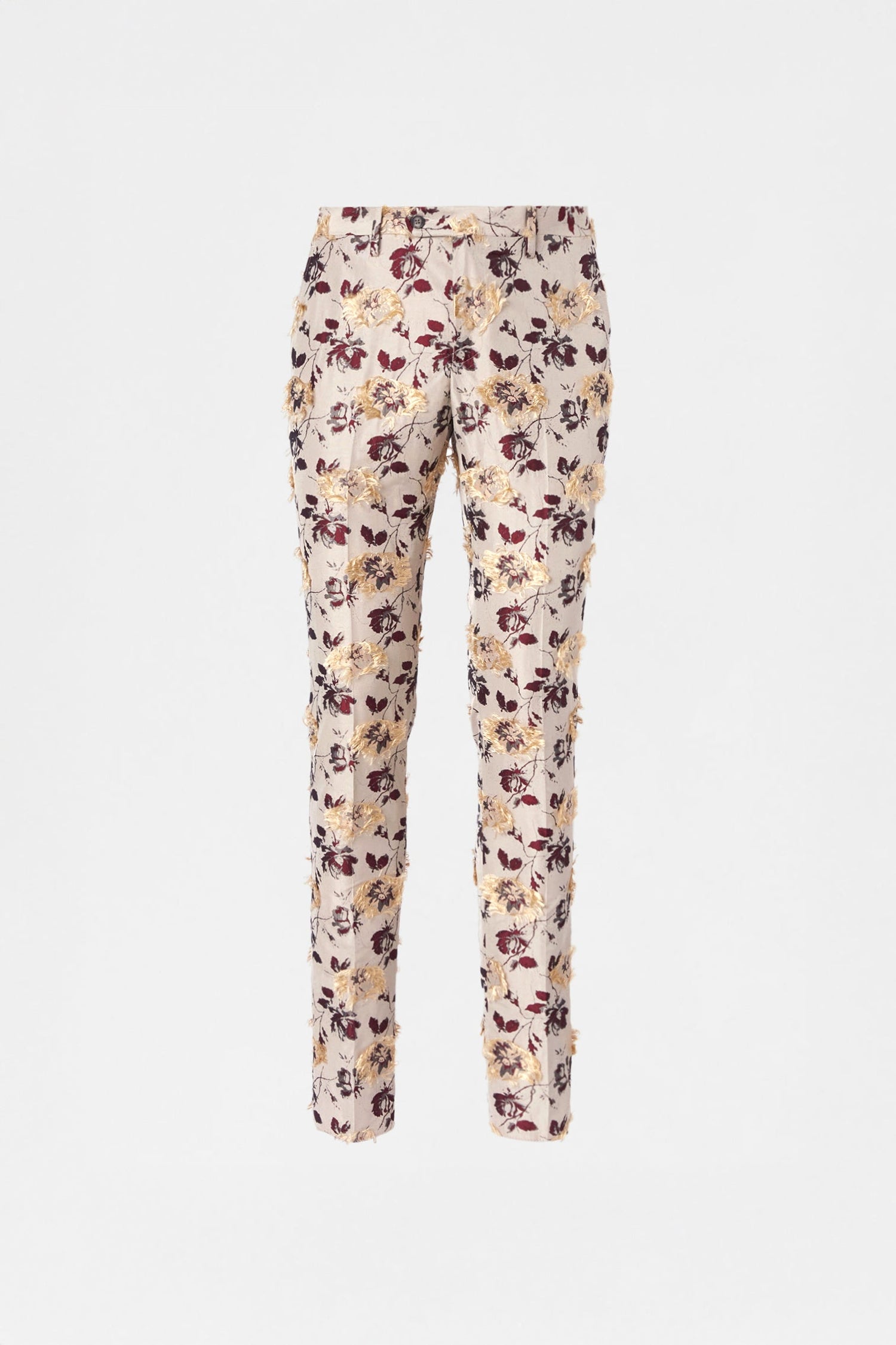 Floral Jacquard Straight Tailored Trousers