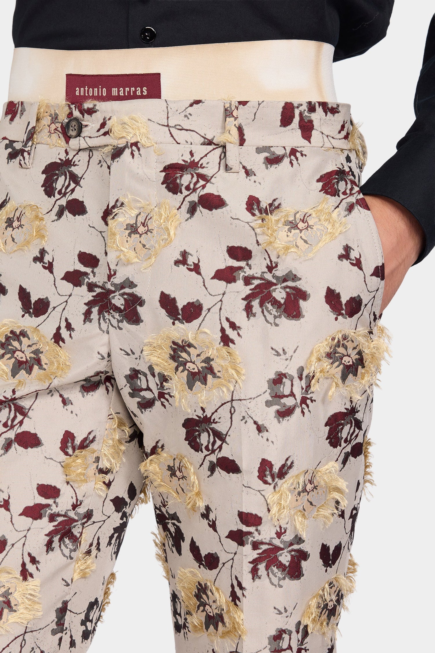 Floral Jacquard Straight Tailored Trousers