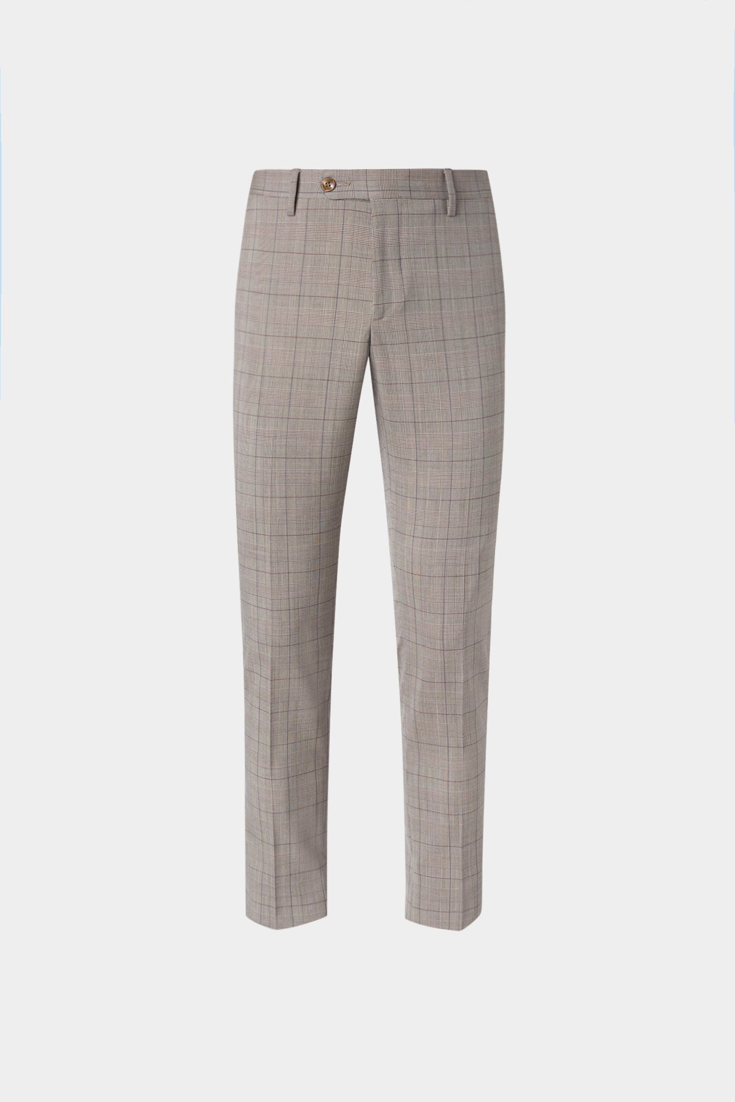 Grey Checked Straight-Leg Tailored Trousers
