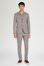 Grey Checked Straight-Leg Tailored Trousers