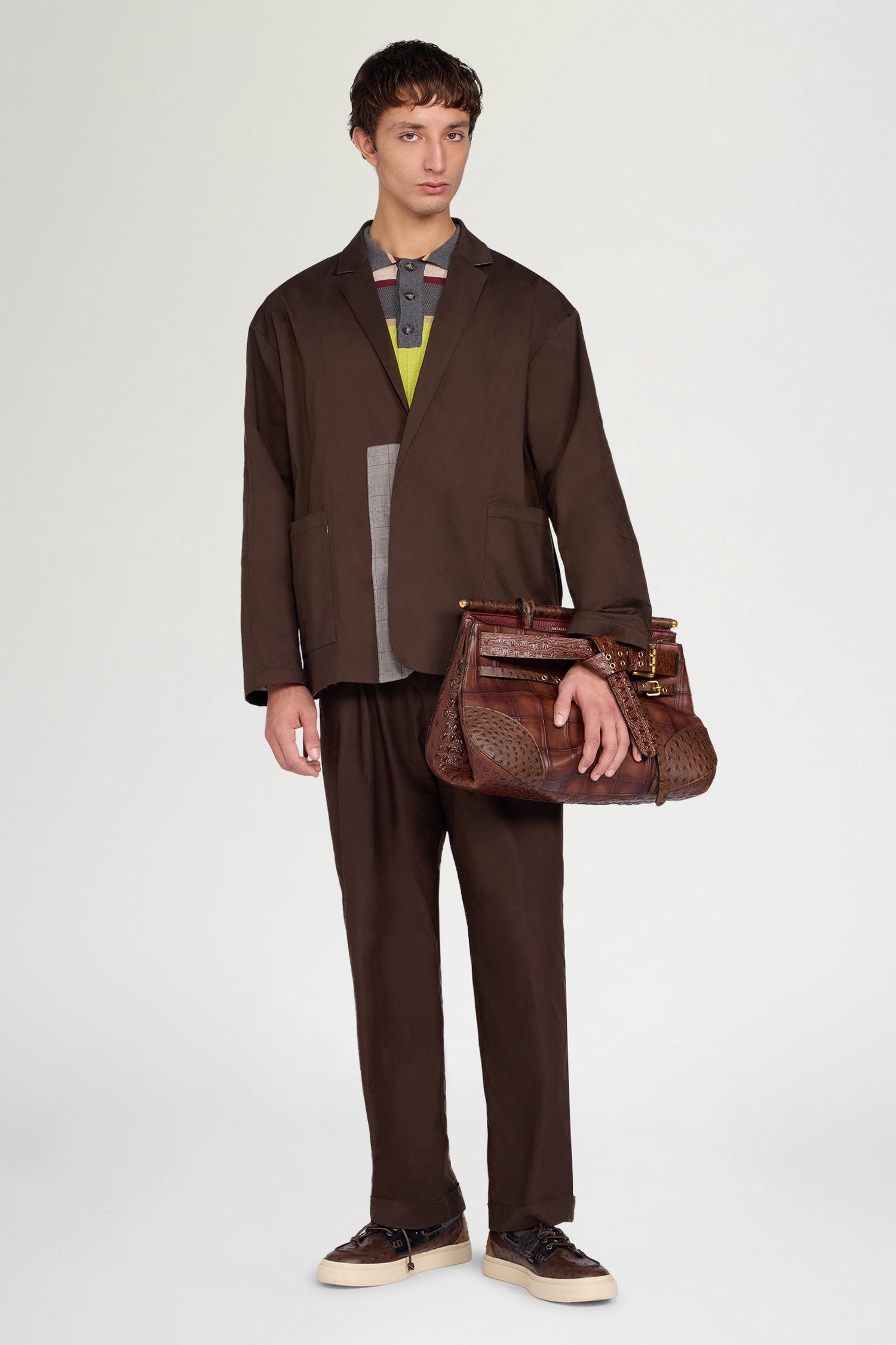 Brown Loose Two-Pleat Pants