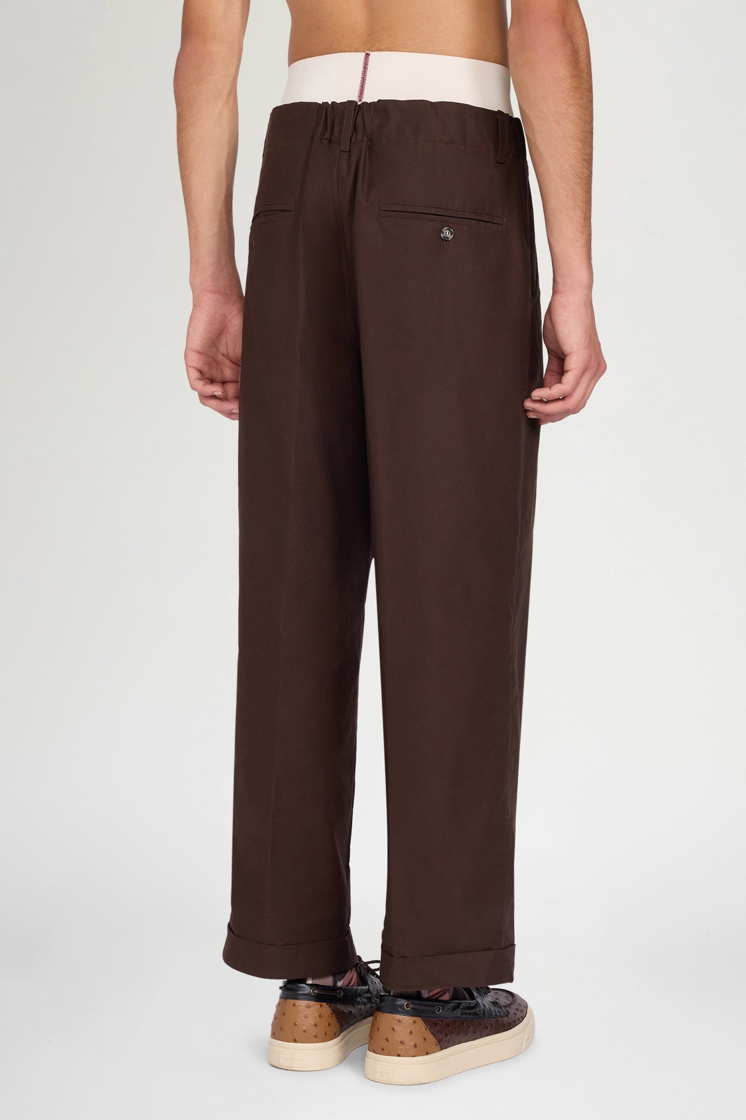 Brown Loose Two-Pleat Pants
