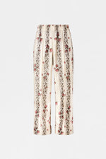 Ivory Floral Stripe Relaxed Pants