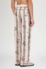 Ivory Floral Stripe Relaxed Pants