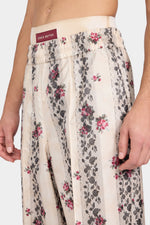 Ivory Floral Stripe Relaxed Pants