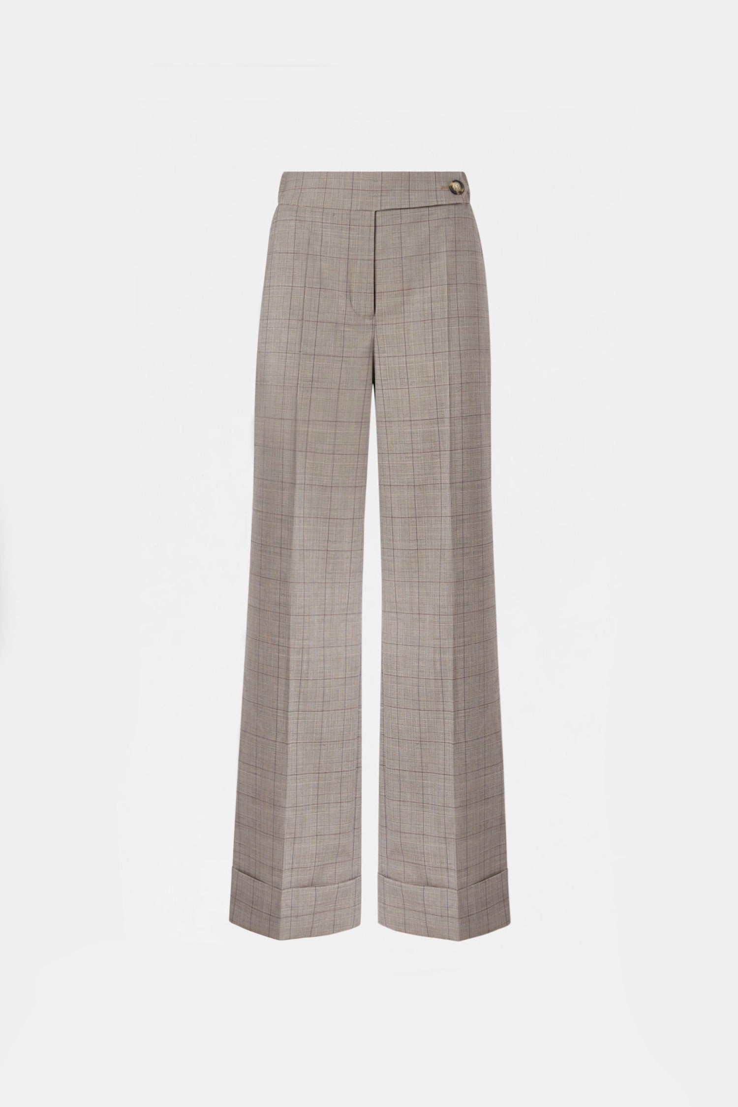 Grey Prince of Wales Turn-Up Pants