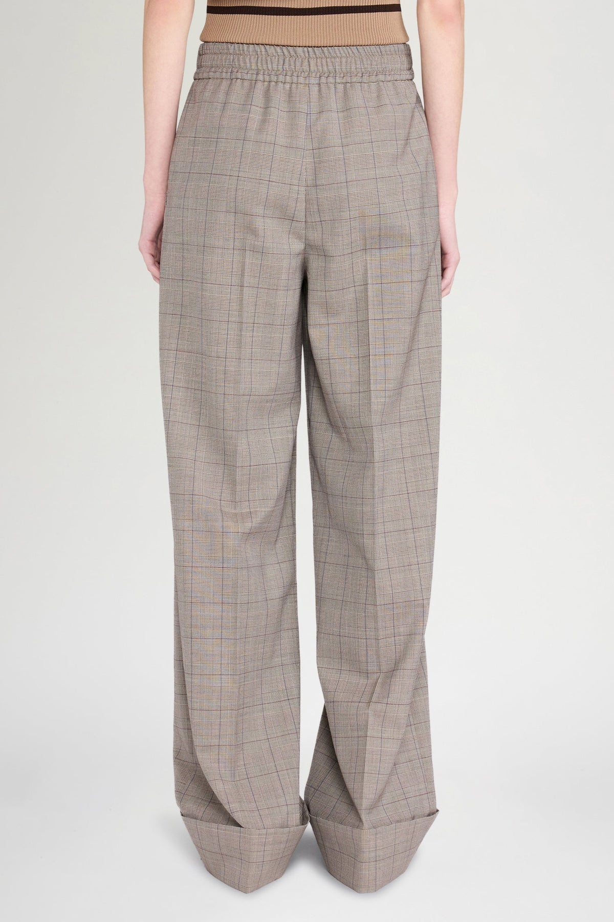 Grey Prince of Wales Turn-Up Pants