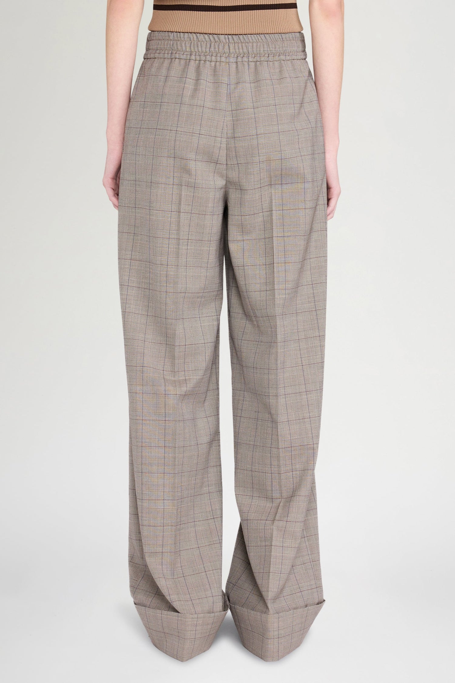 Grey Prince of Wales Turn-Up Pants
