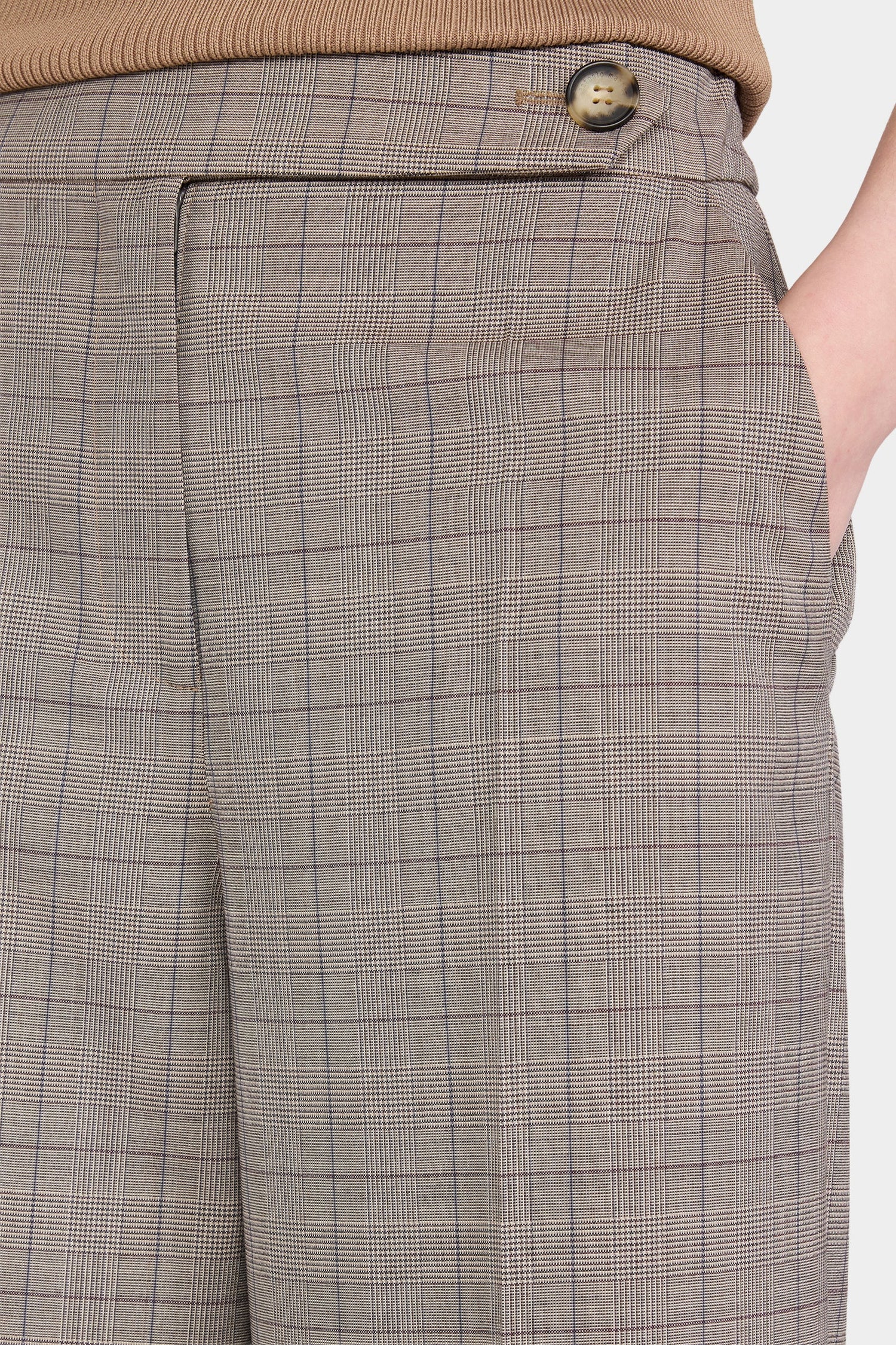 Grey Prince of Wales Turn-Up Pants