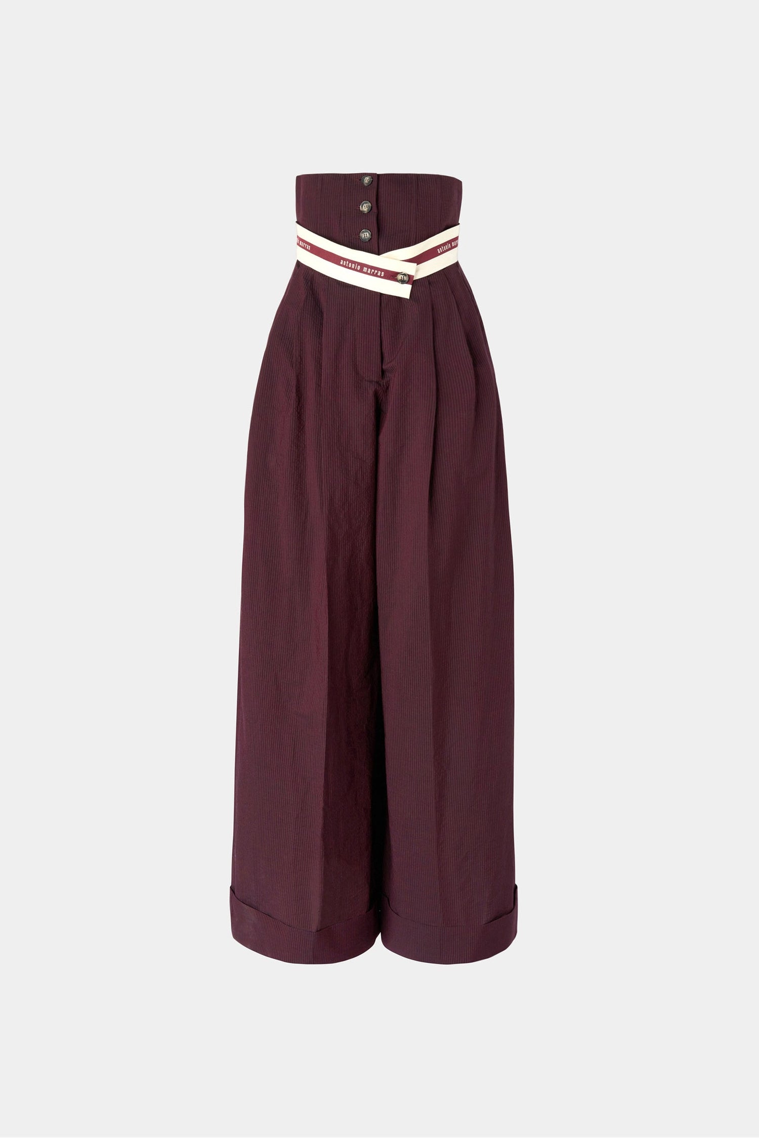 Burgundy Pinstripe Bustier Pants