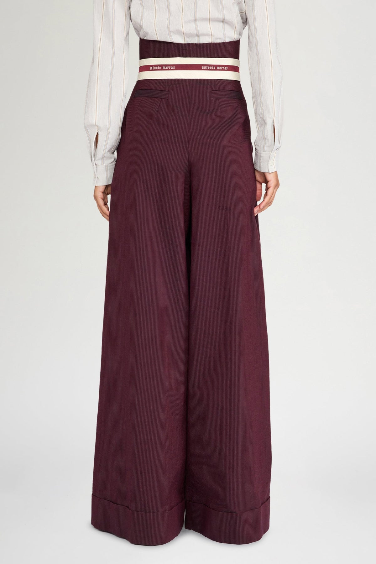 Burgundy Pinstripe Bustier Pants