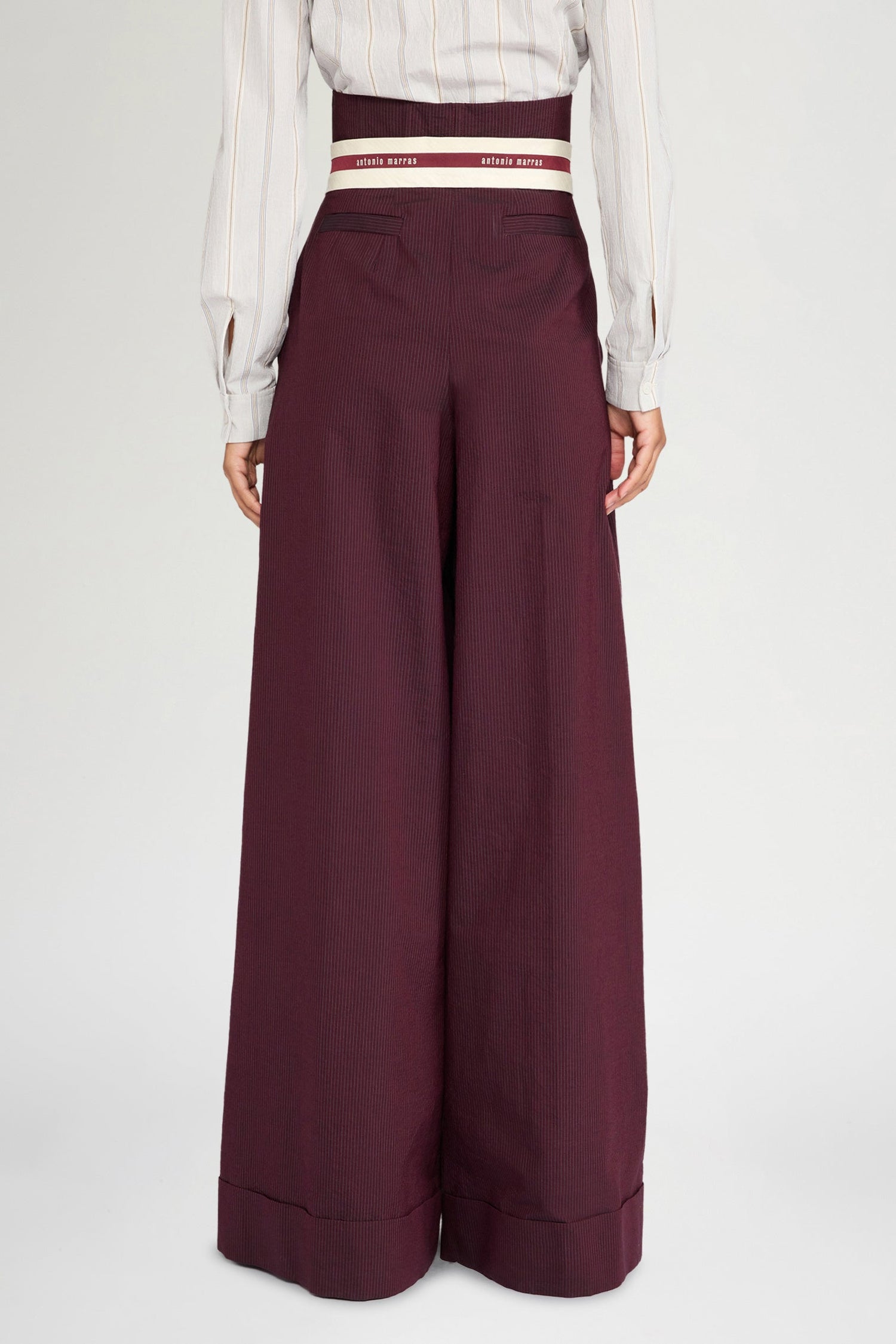 Burgundy Pinstripe Bustier Pants