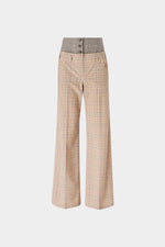Beige Tartan Bustier Wide Pants