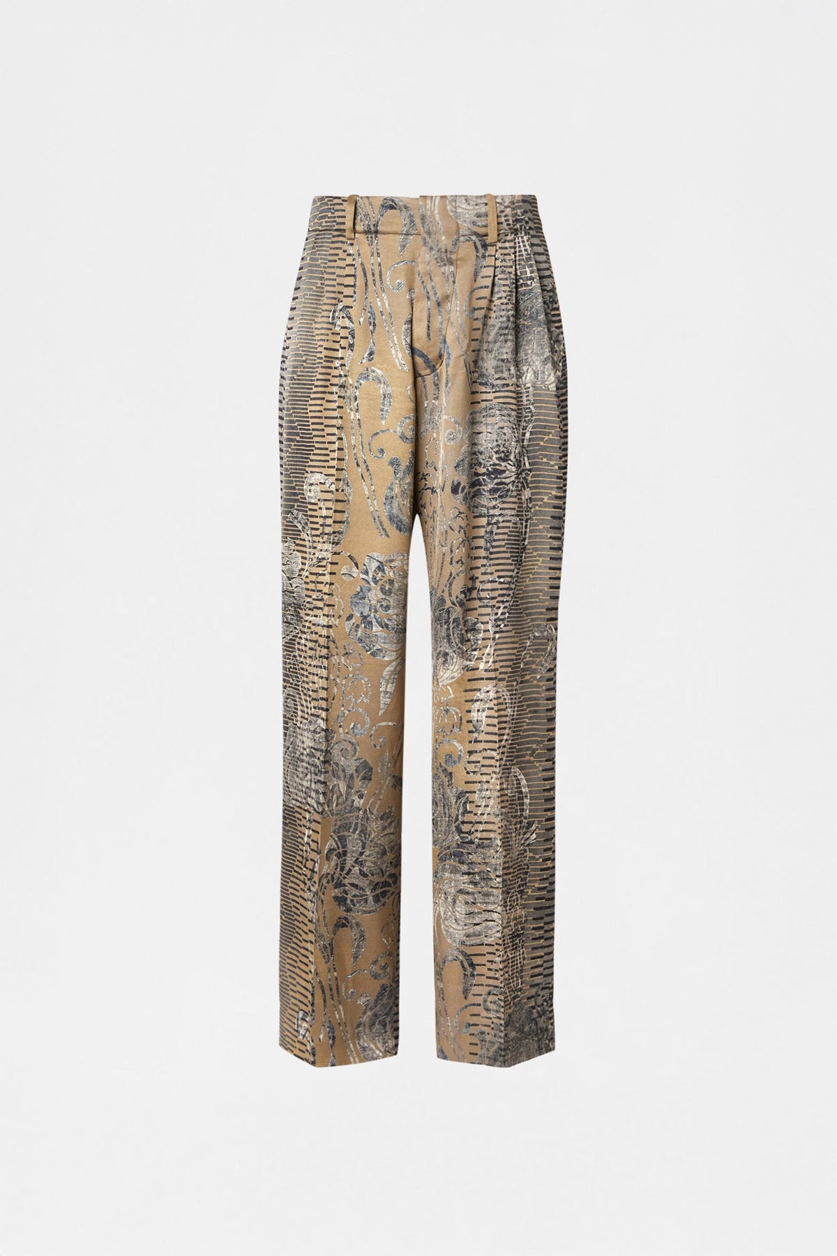 Patterned Tailored Pleated Pants