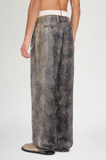 Patterned Tailored Pleated Pants