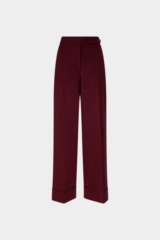 Burgundy Wide-Leg Trousers
