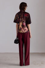 Burgundy Wide-Leg Trousers
