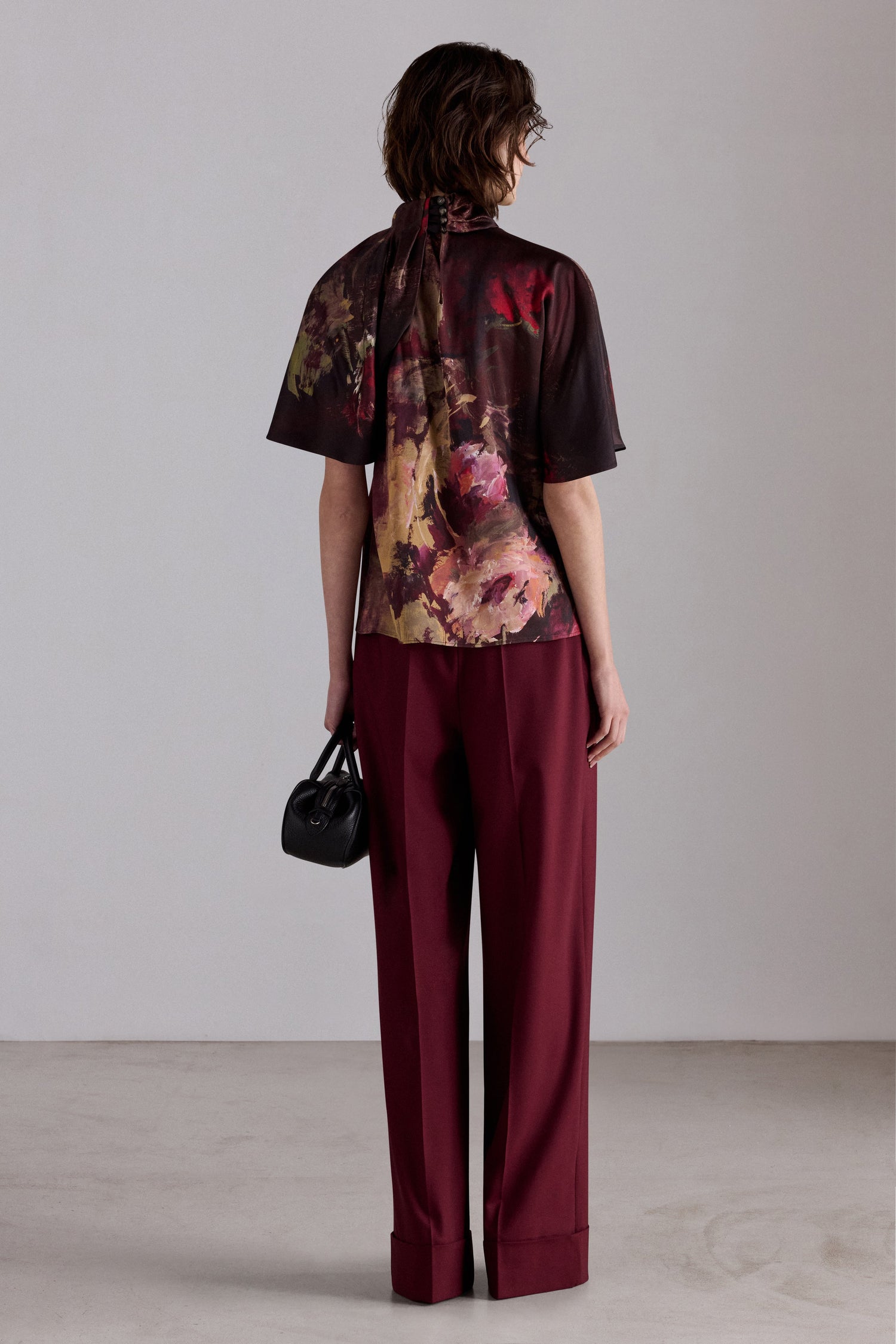 Burgundy Wide-Leg Trousers