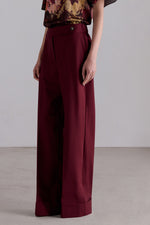 Burgundy Wide-Leg Trousers
