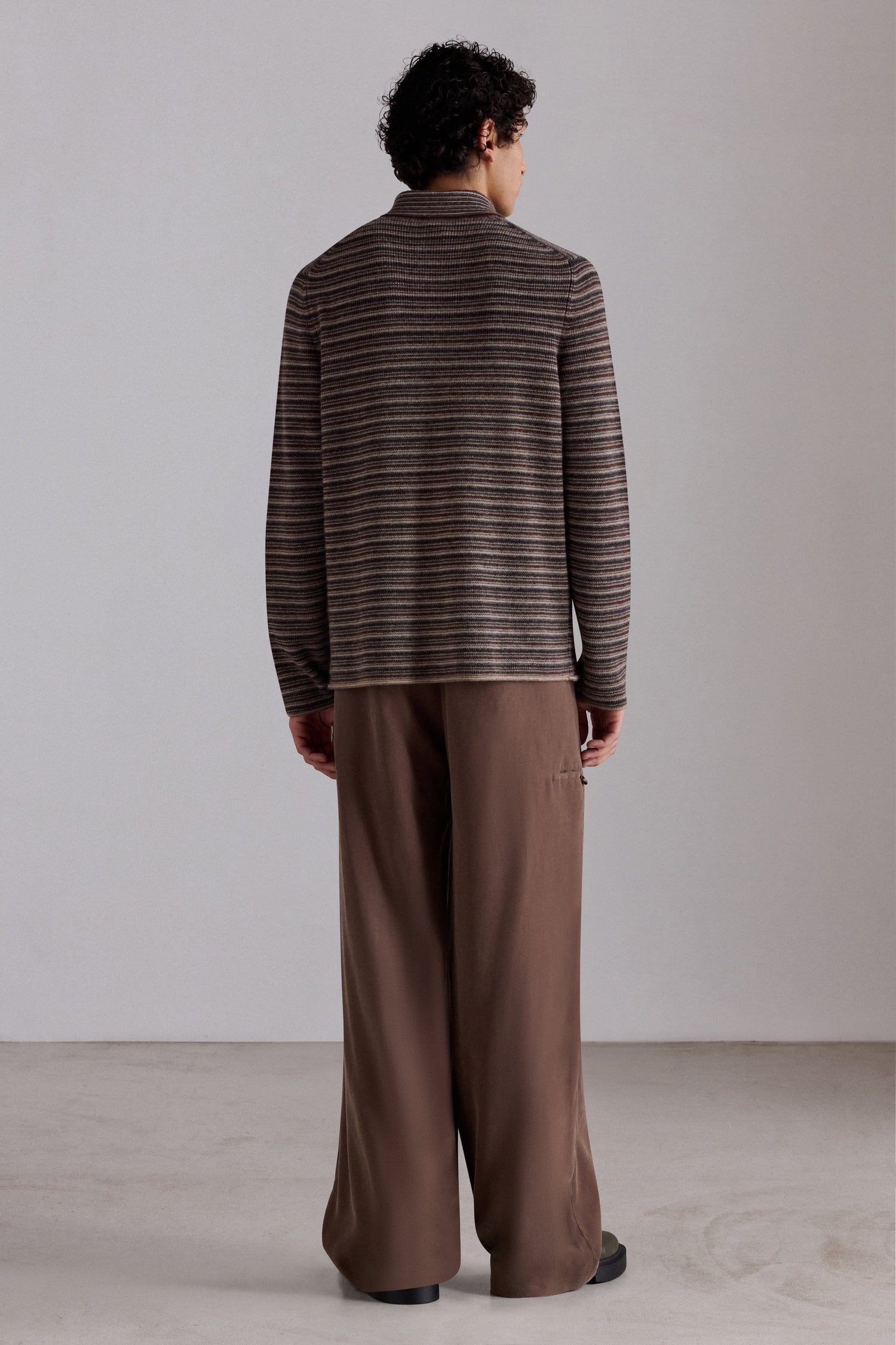 Taupe Fluid Wide-Leg Trousers