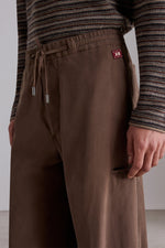 Taupe Fluid Wide-Leg Trousers