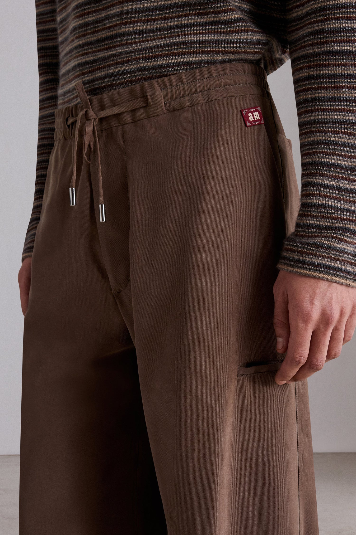 Taupe Fluid Wide-Leg Trousers