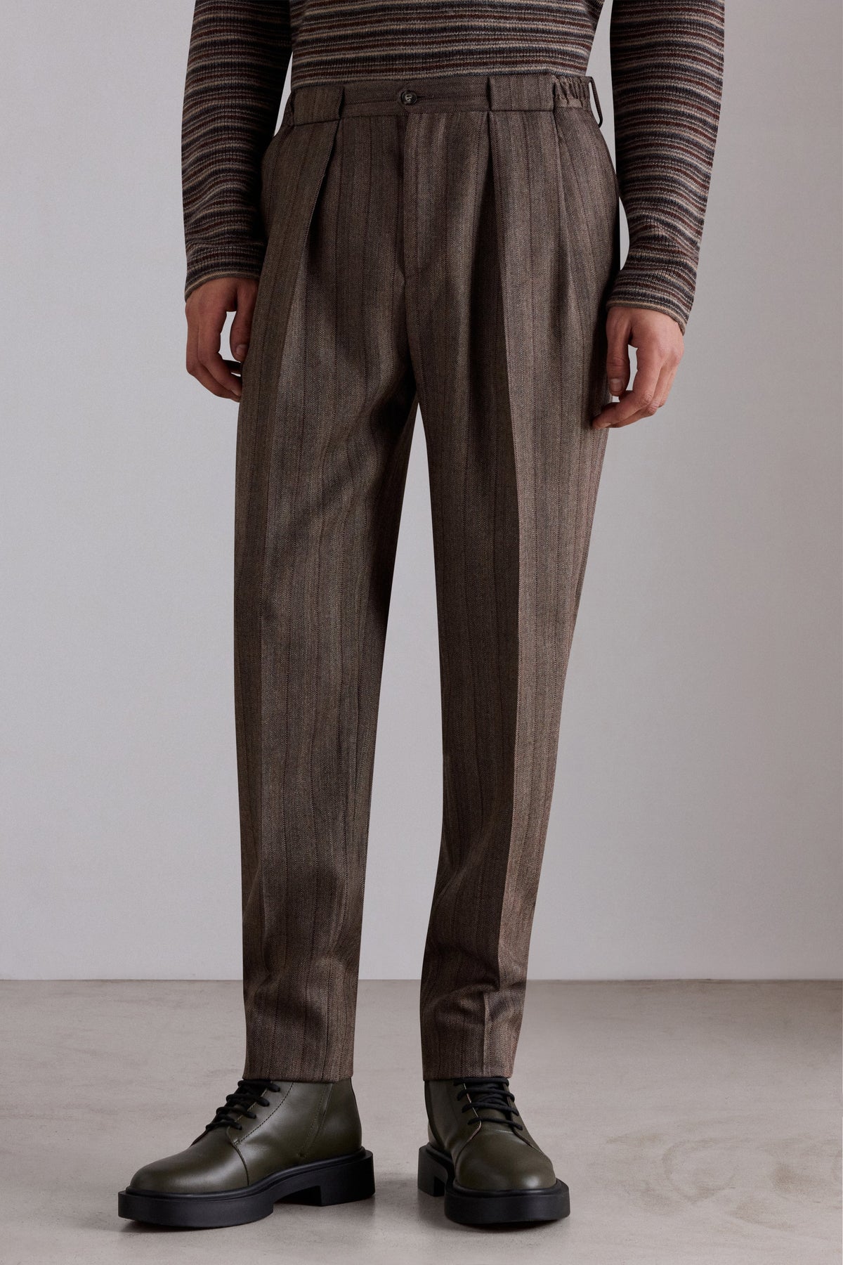 Double-Pleat Wool Tailored Trousers