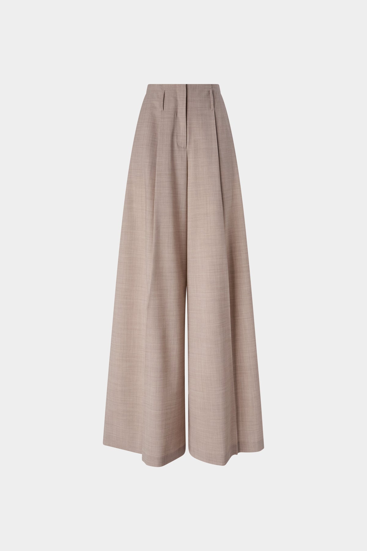 Sand Mélange Wide-Leg Trousers