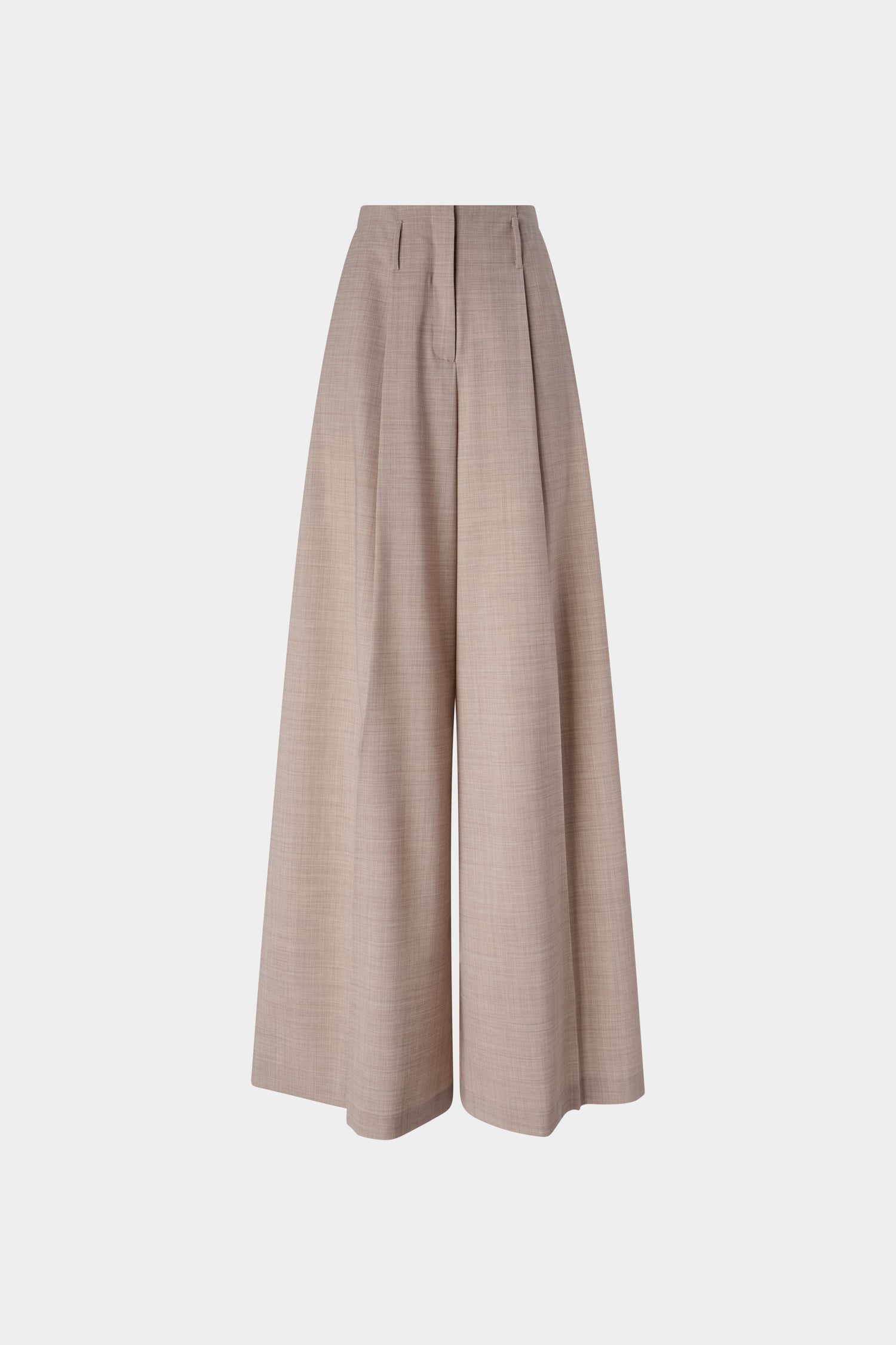 Sand Mélange Wide-Leg Trousers