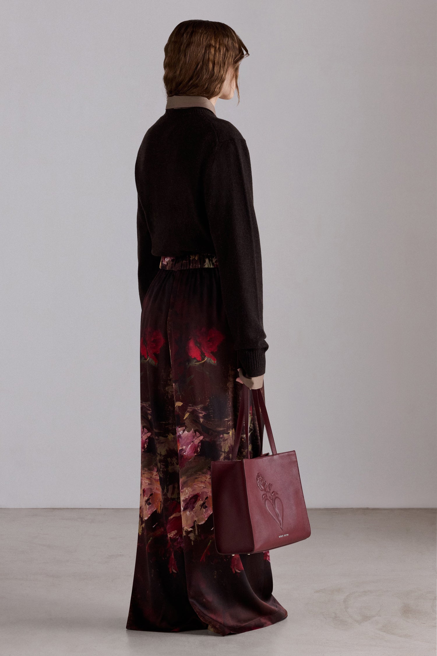 Painterly Rose Silk Pants