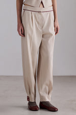 Balloon Trousers with Contrast Piping